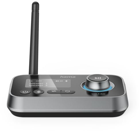 Hama Bluetooth Adapter für TV, Stereoanlage, Beamer (Bluetooth Sender Empfänger verbinden mit Kopfhörer, Lautsprecher, Handy, Tablet, Bluetooth Audi Adapter mit Kabel Aux 3,5 mm Klinke und Optical)