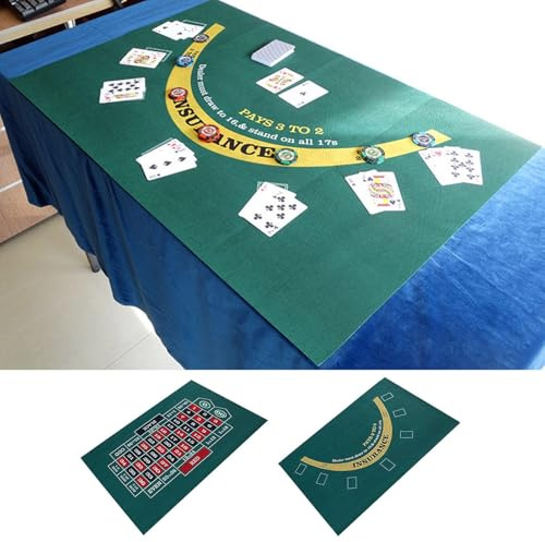Double-sided Blackjack And Roulette Layout Table | Double-Sided Craps Table | Roulette Tabletop Layout Mat | Roulette Game Layout Table Top Cover For Adult Table Games