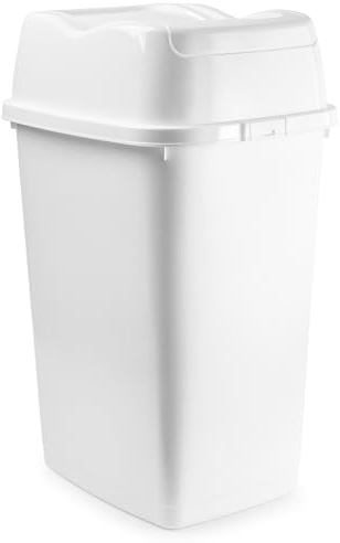 Superio Garbage Can with Swing Top-Split Lid | Small Trash Can with Lid | Durable Plastic | Slim & Sturdy Trash Bin | Fingerprint Resistant | 2.5 Gallon / 10.5 qt / 10 L – White