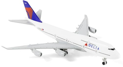 QIYUMOKE 1/400 747 Metallmodell för Delta Boeing747 med hjul (15,5 cm) lämplig för flygentusiaster att ställa ut, kan även användas som present eller dekoration
