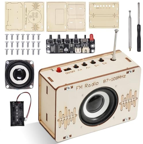 Kit Radio FM Fai da Te, Kit Elettronica DIY Set per Costruire Una Radio in Legno Esperimento Scientifico, Giochi Educativi 6 Anni-18 Anni, Giocattoli STEM per Studenti Istruzione