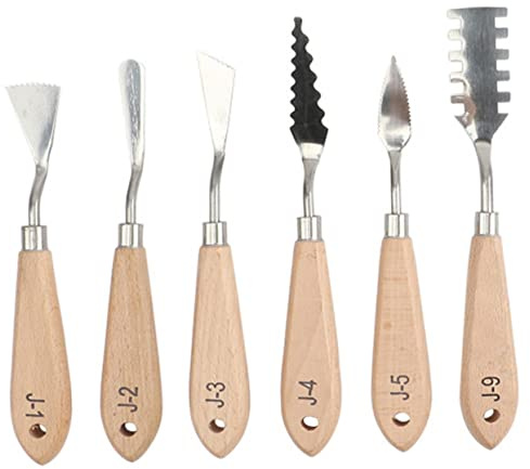 Uonlytech 6Pcs Handle Oil Painting Spatula Professional Color Mixing Knives for Spreading Smoothing and Mixing Paint Durable Blades Easy to Clean