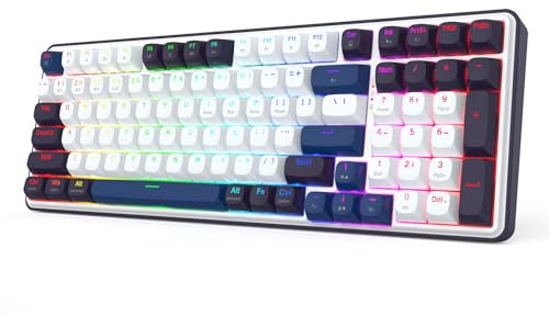 Redragon K744 Pro Teclado inalámbrico RGB para Juegos de 99 Teclas, Teclado mecánico de 3 Modos, Enchufe de Intercambio en Caliente, Teclas Redondas PBT, amortiguación de Ruido de 5 Capas, US Layout