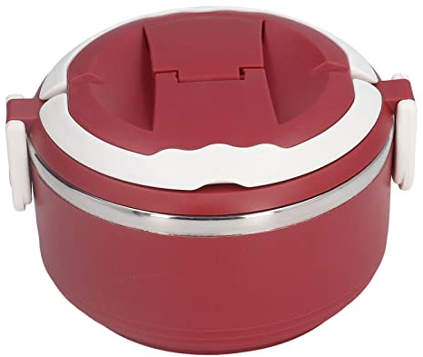 Fictory Scatola da pranzo stile giapponese Bento, in acciaio inossidabile, contenitore termico portatile per scuola e ufficio, a strato singolo, rossa, mantiene il cibo fresco e caldo