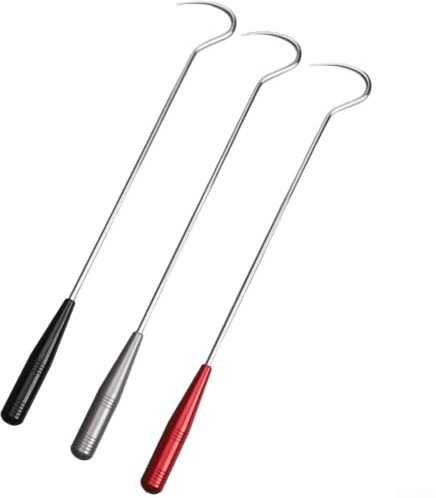 Juego de 3 ganchos de pesca en hielo con asas resistentes al desgaste, base magnética fuerte y mangas de goma, adecuado para pesca en barco, río, estanque