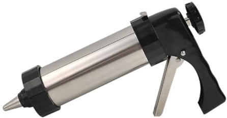 SHOWERORO Pistola para Galletas de Acero Inoxidable con 8 Boquillas y 8 Plantillas, Prensa Repostera Multifuncional para Decoración de Tartas y Pastelería DIY en Cocina, Restaurante y Hogar