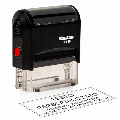 Timbro Personalizzato Autoinchiostrante in Gomma – Fino a 6 Righe – Timbro Professionale Disponibile in Più Formati – Ideale per Uffici, Aziende, Medici e Studi Professionali (57x24mm max 6 righe)