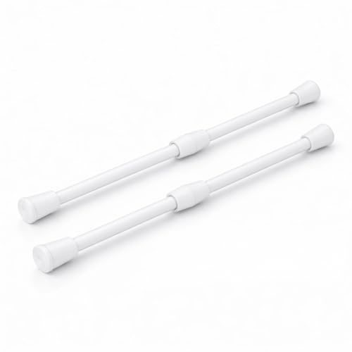Set di 2 aste per tende telescopiche estensibili da 30 a 50 cm per bagno, cucina, armadio, in metallo inox, senza foratura
