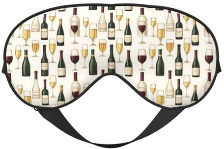 Antifaz para dormir para mujeres y hombres, con estampado de vino tinto y champán, cómodo cubrebocas de viaje con hebilla, máscara de dormir para dormir, vendas ajustables para mujeres y hombres