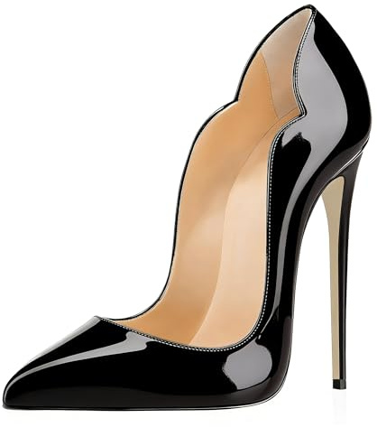 elashe- Scarpe Decolte Donna - 12CM Scarpe col Tacco Pointed Toe - Classiche Scarpe col Tacco Nero EU39