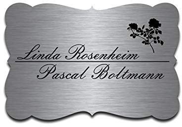 Edelstahl Türschild Schild mit Gravur Namensschild Briefkastenschild 9x6 cm und Motivauswahl