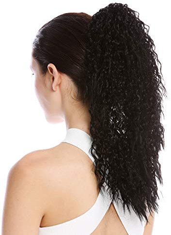 WIG ME UP - N609-V-1 Toupet Coda di cavallo Lunghi Voluminosi Ricci Ricci crespi Afro Kinks Nero 45 cm