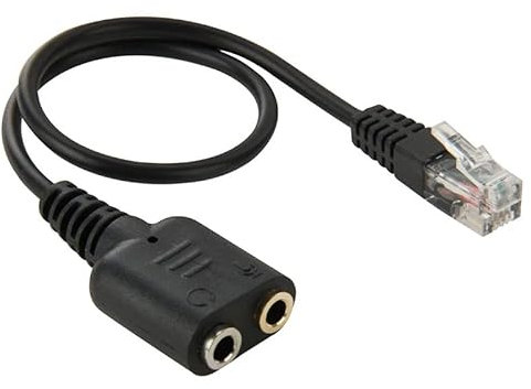 CABLEPELADO Cavo Adattatore Telefono RJ9 4PAC Maschio a 2 Jack 3,5 mm, TRS per Auricolare e Microfono, Convertitore per Telefoni IP