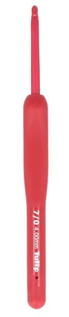 Tulip Etimo Red Crochet Hook, Soft‑Grip Handle, 4.00 mm, one piece