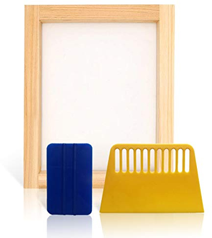 Runaup Siebdruck-Set für Anfänger, 20,3 x 25,4 cm, Siebdruckrahmen mit 2 Kunststoffschabern