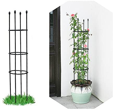 NWHJ Växtbur för krukor, metall spaljé trädgårdsväxtstöd 90 cm/120 cm hög, dekorativ växtstöd växtstativ för trädgård terrass ingång