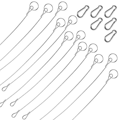 Iyowei 12PCS Corde en Acier Inoxydable à Suspendre Kit, Câble en Acier Inoxydable avec Crochet, Fil Lampe Suspension pour Cadre Photo/Lumière/Cimaise/Miroir/Rideaux