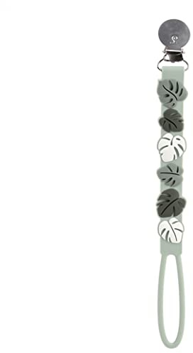 Loulou Lollipop Beadless Silicone Pacifier Clip (Monstera, Green)