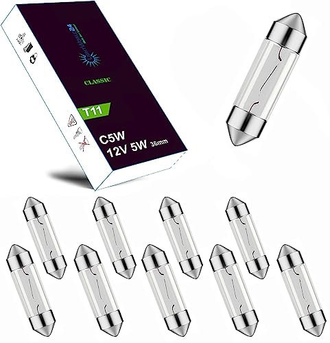 LIGHTWORLD24 10 x Soffitte 12V 5W C5W SV8,5 36mm auto targa interna illuminazione lampadina lampadina lampada bianco caldo