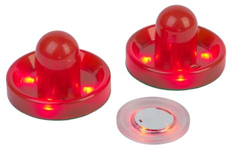 Carromco LED-Puck mit Pusher | Beleuchtete Airhockey-Pucks & Pusher | Wiederaufladbar | 12 g | Ø 95 mm