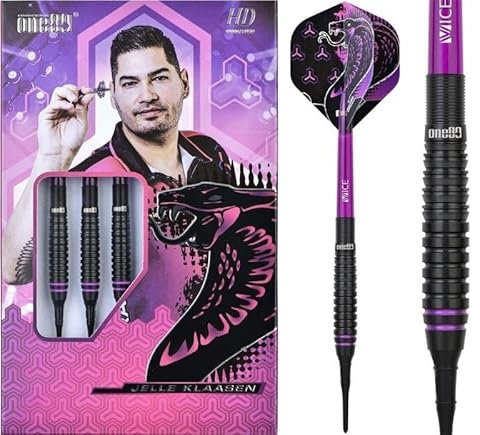 ONE80 Soft Dart Jelle Klaasen The Cobra HD 80% Tungsten Softtip Dart Softdart 19g Hochwertiger Tungsten Dart Dartpfeile Set mit Schäften und Flights