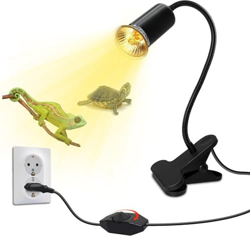 WPQIUZS Lampada Riscaldante per Rettili con 240CM Cavo, Lampada uva uvb per Tartarughe Terra, Portalampada in Ceramica, Luce per Tartarughe D'acqua, Lampade Riscaldanti Animali, Nero(Senza Lampadine)