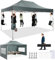 COBIZI Faltpavillon Pavillon 3x4.5 Wasserdicht Stabil, Outdoor Faltbar Garten Pavillon UV Schutz 50+, Partyzelt mit 4 Seitenteilen, Grau