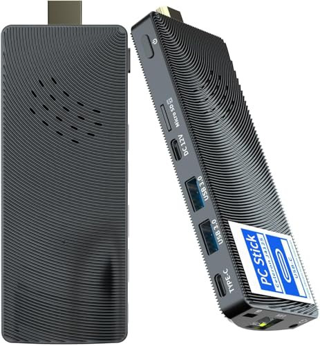 HEIGAOLAPC Mini PC Stick Win 11 Pro, Fanless Mini Computer, Celeron J4125 8GB 256GB eMMC 2.7 GHz, USB-C USB 3.0 X 2, HDMI, RJ45 LAN 1000M Supporto 4K 60Hz, WiFi BT 5.2 per Aziende, Case, Uffici