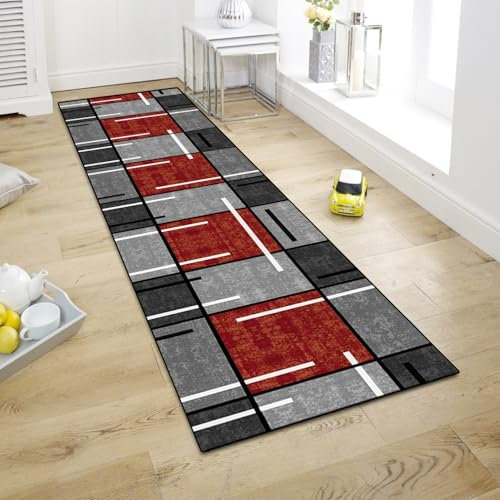 WTHYGB Teppich Läufer Flur Teppichläufer Küchenläufer Küche Teppiche rutschfest Waschbar Bettvorleger für Flur Waschküche, 60x120cm Rot
