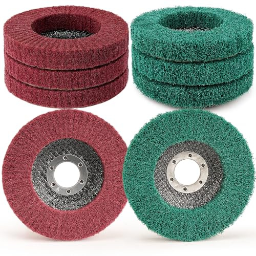 SI FANG 12,5 x 2,2 cm Disco de lijado de láminas de fibra de nailon, juego de 8 Grit 320/180 rueda de pulido para amoladora angular, para limpieza, desbarbado y eliminación de óxido