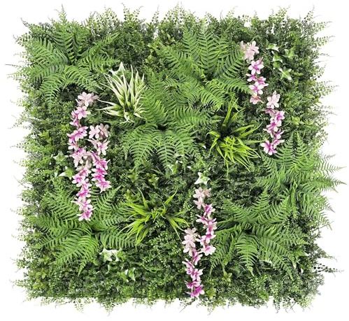 Ark Mat Artificial Plant Flower Living Wall Panels Realistic Indoor/Outdoor Garden 100cm x 100cm Home, Office, Cafe, Shop, Salon, Wedding (Glade Bloom)