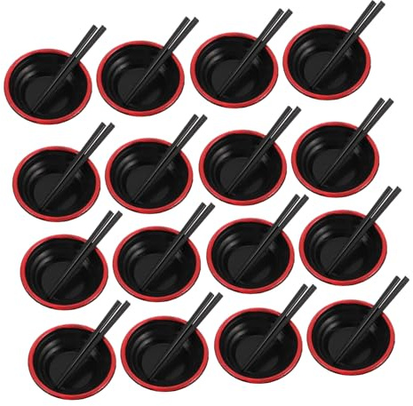 BESPORTBLE 20 Ensembles Miniatures Vaisselle de Cuisine Japonaise Bol Ramen avec Baguettes Plastique pour Jeux Imitation Maison de Poupée