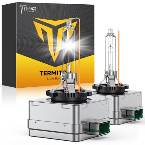 Termitor Latest & Upgraded D3S HID Headlight Bulbs, Up to 800% Super Bright, 6000K, 6-Year Long Service Life, Xenon 35W Replacement 66340 42403 42302 Headlamp, Special Light Bulbs, Pack of 2