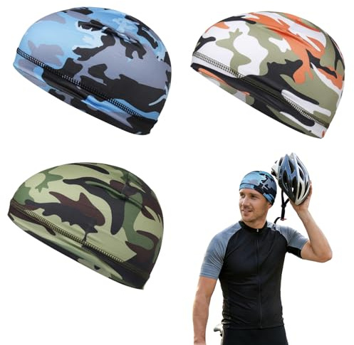 JYXNU 3x Gorro de Ciclismo, Gorro Bajo Casco Ciclismo Hombre Bandana Gorro de Ciclismo Protección UV Sotocasco Bici Verano Gorro para Casco de Bicicleta para Mujeres Hombres Actividades al Aire Libre