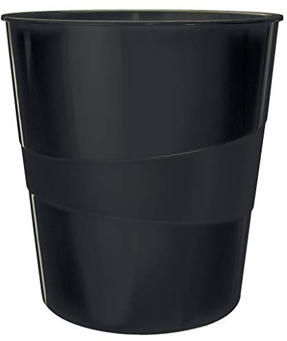 Leitz Papierkorb, 15 Liter, 100% recyclebar, Blauer Engel zertifiziert, Recycle-Serie, Schwarz, 53280095