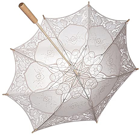 Miskall Ombrello in pizzo, Ombrello in pizzo da sposa Ombrellone Ombrelloni per feste da sposa Decorazione per foto(L-Crema)