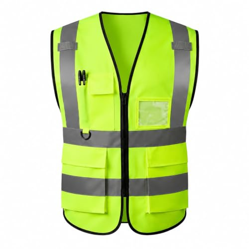 AKEIVN Ciao Vis Gilet per donna uomo alta visibilità riflettente sicurezza gilet con tasche cerniera anteriore soddisfa gli standard ANSI/ISEA