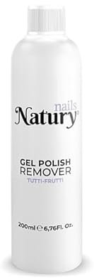 Natury Nails Gel Polish Remover 200 ml. Solvente per unghie semipermanente UV/LED odore Tutti Frutti. 12 FREE. Cruelty free e vegano