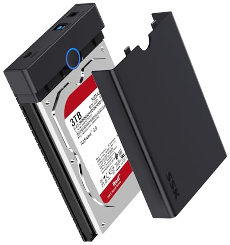SSK 3.5 External Hard Drive Enclosure USB 3.0 to SATA Lay-Flat Tool-Free Case Dock for 3.5 2.5 inch SSD/HDD up to 20TB Hard Drive Docking Station Supports UASP Trim