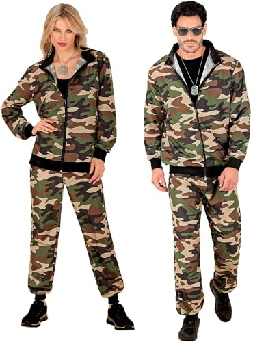 W WIDMANN MILANO Party Fashion - Tuta da ginnastica in costume, motivi, USA, outfit anni '80, tuta da jogging per carnevale e feste