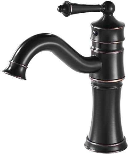 Jacurley Wasserhahn Bad Schwarz, Waschtischarmatur Antik, Waschbecken Armaturen Mischbatterie, Armatur Badezimmer Einhebelmischer, Retro, Bronze Gebürsteter