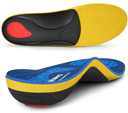 WalkHero Heavy Duty Arch Support Insoles, 220+lbs Plantar Fasciitis Orthopedic Inserts Relieve Pain, Work Boot Orthotics Insoles (Mens 6-6.5 | Womens 8-8.5, Glacial Blue)
