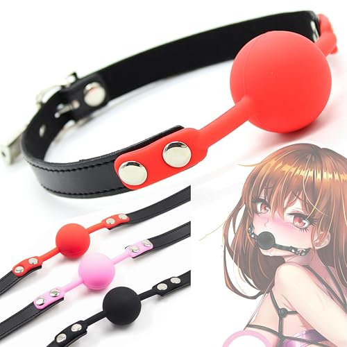 Open Mouth Silicone Ball Gag BDSM Bondage Restraints Sex Gag Muzzles Lockable Adjustable Sex Toy Fetish Bondage Gags (Red)