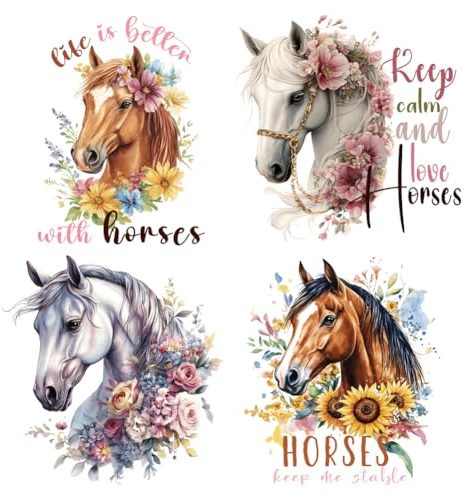 SUPERDANT 4 unidades de planchado con caballo y n animales pegatinas de transferencia de calor DIY calcomanías para planchar papel de transferencia de calor para ropa camisetas rusos bolsos cojines