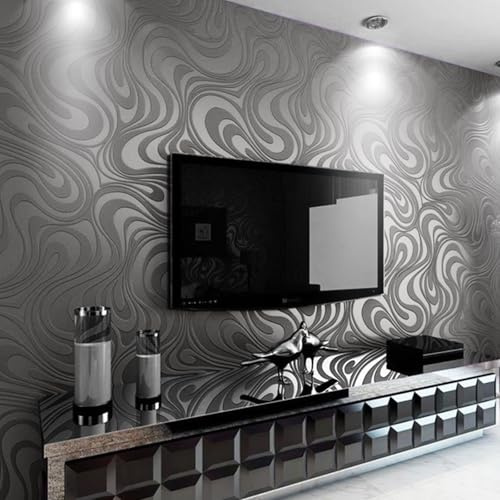 Trafagala Dark Grey Wallpaper Black and Silver Wallpaper for Living Room Hallway Bedroom Lounge