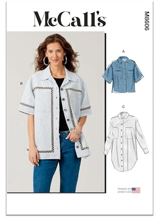 McCall's M8606H5 Misses' Shirt Sewing Pattern Packet, Design Code M8606, Sizes 6-8-10-12-14