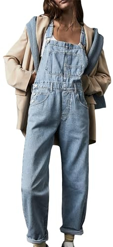 Dam Jeans Jumpsuit Loose Fit Denim Overall Justerbar rem Jean Haklapp Romper Sommar Casual Baggy Byxor Arbetsdräkter