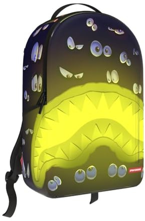 Sprayground Eyes All A Glow Zaino, 45,7 x 15,2 x 29,2 cm, si illumina al buio, tessuto in poliestere 900D, scomparti multipli, custodia per laptop