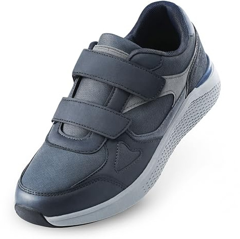 LEOSS ORIGINAL Scarpe da Corsa Uomo Sportive Sneaker Running Scarpe con Chiusura a Strappo Casual Scarpe per Anziani Slip On (Blu Scuro, 40 EU, MLE255066-3)