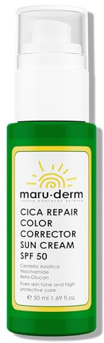 Maruderm Cica Repair Getönte Farbkorrektur-Sonnencreme SPF 50+ – Sehr Hoher UVA/UVB-Schutz | Hydratisierende & Beruhigende Gesichtscreme mit Centella Asiatica, 50 ML